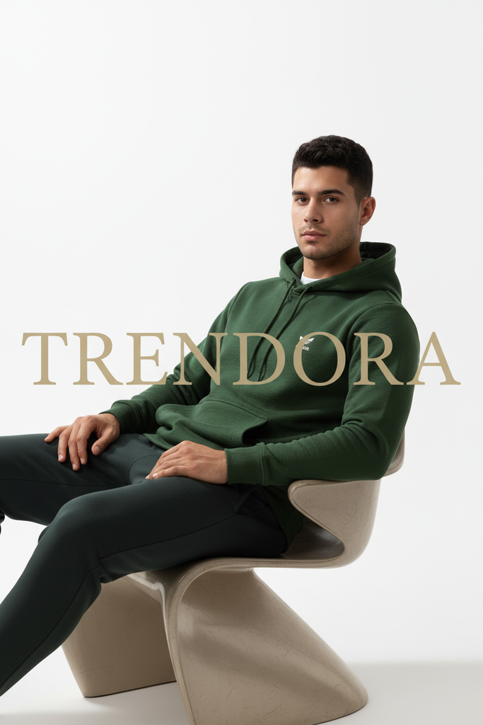 Dark Green Hoodie - Seated view