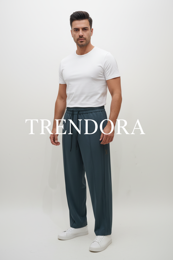 Dark Teal Trousers - Front view
