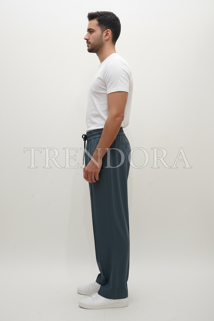 Dark Teal Trousers - Side view