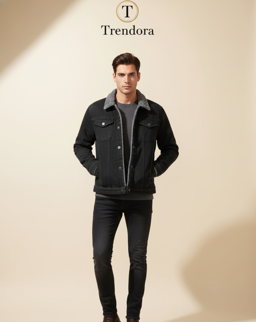 Sherpa-Lined Denim Jacket