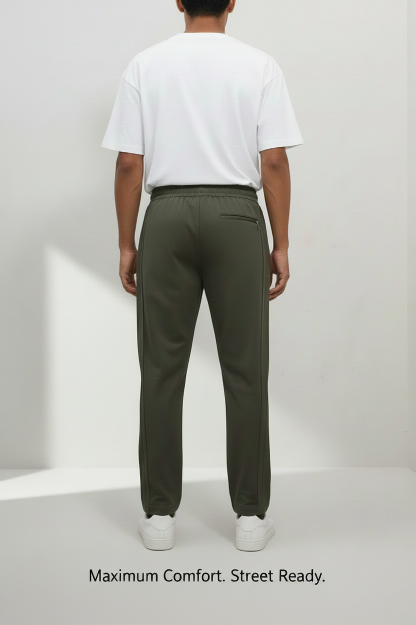 Olive Green Trouser - Back View with Single Pocket