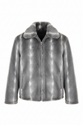 Men's Luxury Grey Faux Fur Jacket - Front View