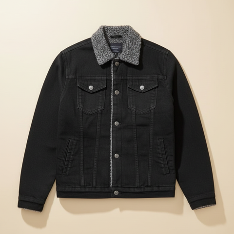 Sherpa-Lined Denim Jacket - Enhanced