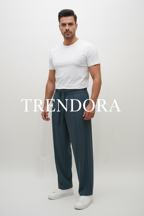 Dark Teal Trousers - Front view