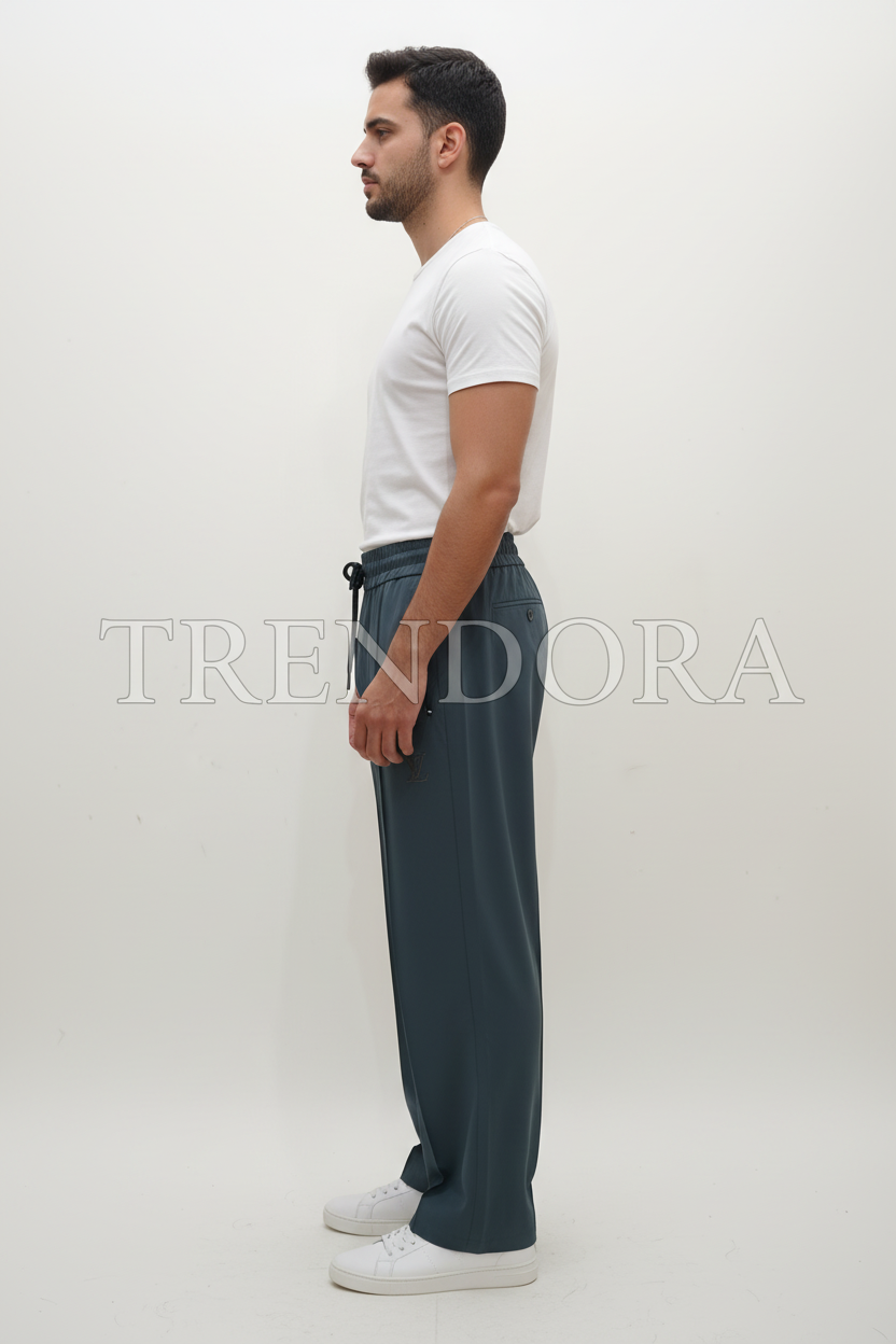 Dark Teal Trousers - Side view