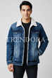 Blue Sherpa Jacket - Model front