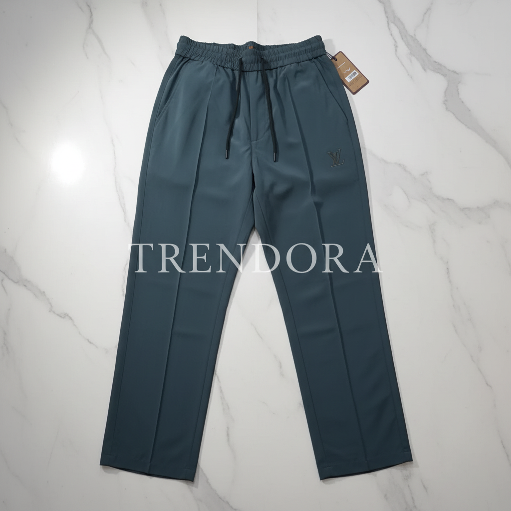 Dark Teal Trousers - Flat lay