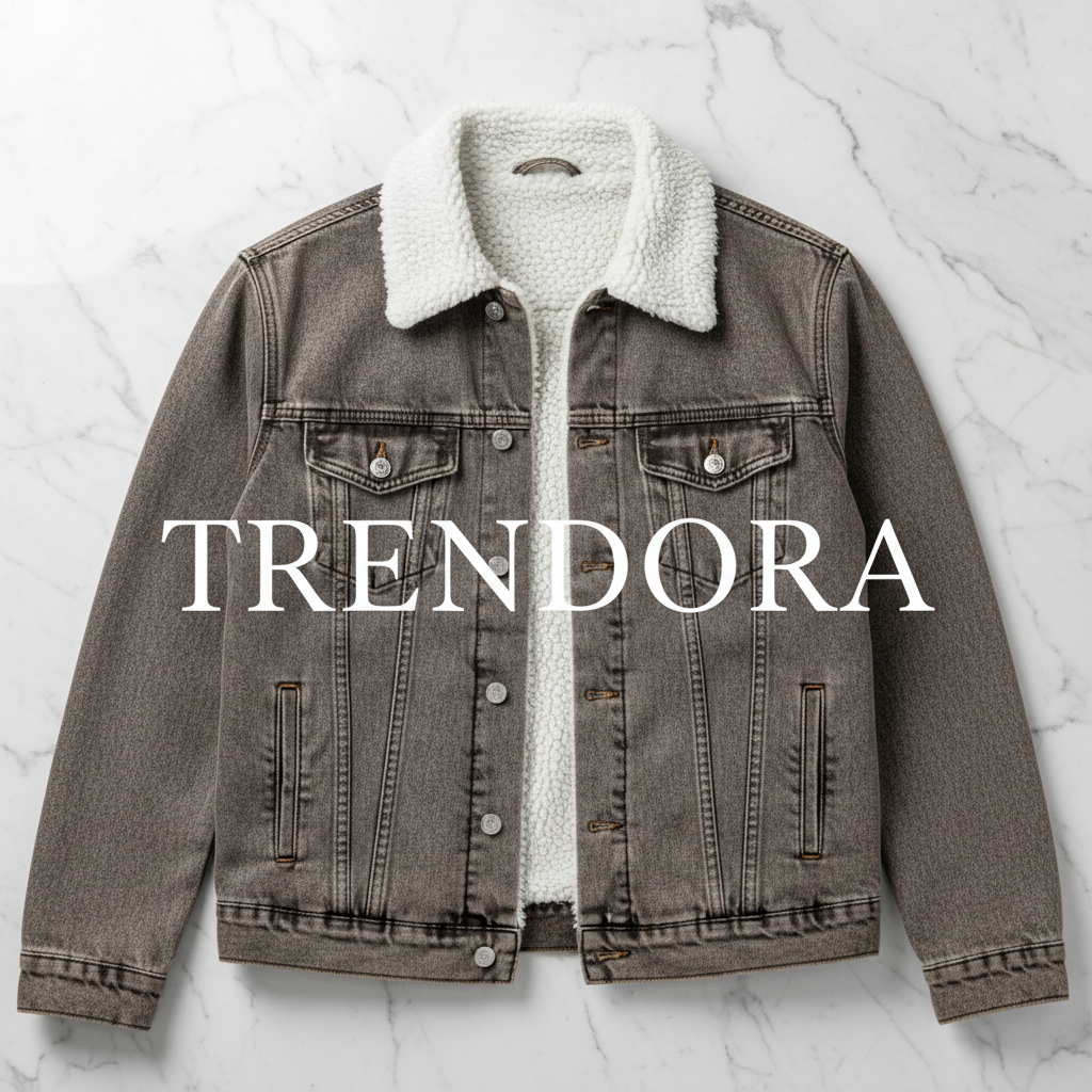 Grey Brown Sherpa Jacket - Flat lay
