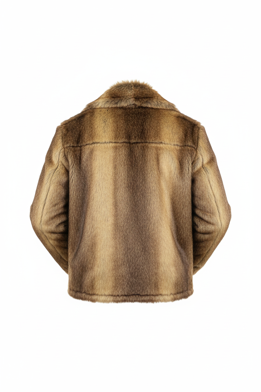Men's Luxury Faux Fur Jacket - Back View