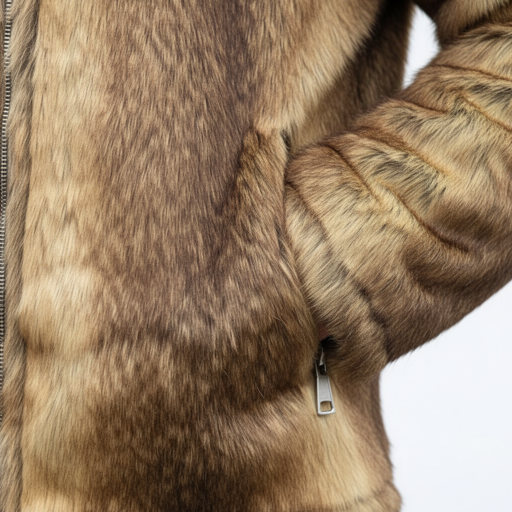 Men's Luxury Faux Fur Jacket - Detail Shot