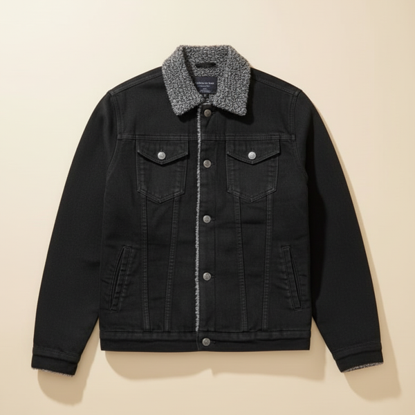 Sherpa-Lined Denim Jacket - Enhanced